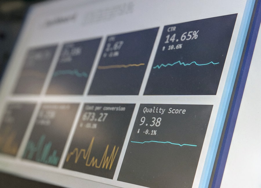 An analytics dashboard on a screen